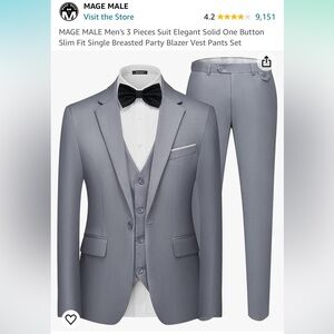 Men’s 3 piece suit NWT size Small, light gray, New in package. Wedding Prom